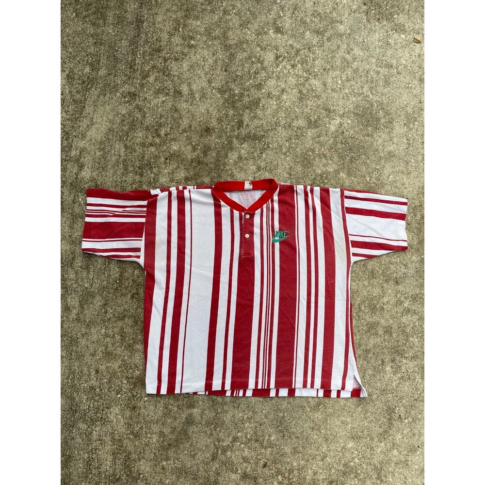 Vintage Nike Bootleg Striped Polo Shirt Single Stitch Y2K Retro - Men’s Large